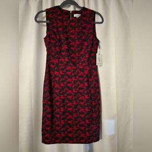 Calvin Klein Women's Red and Black Sleeveless Dress Size 2